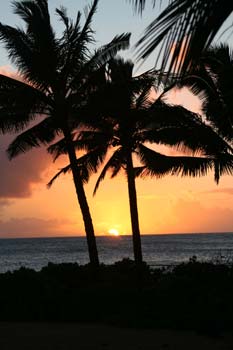 Sonnenuntergang am Poipu Strand, Kauai / Hawaii