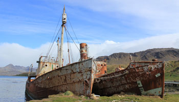 Walfangboote in der Bucht von Grytviken - Südgeorgien