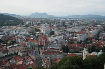 Blick von der Burg auf Ljubijanas Altstadt